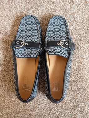 Coach Women’s Black Signature Canvas Buckle Loafer